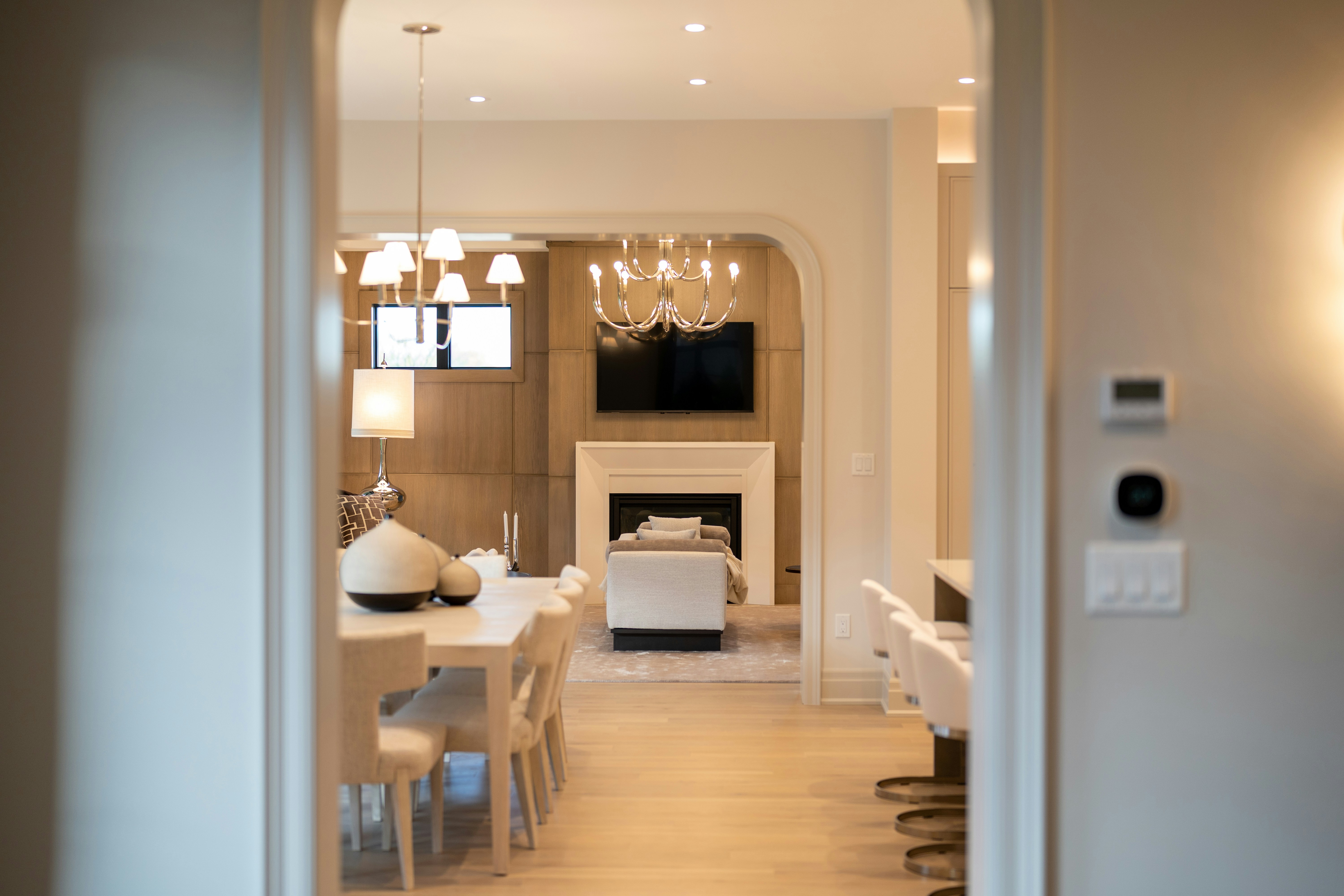 Bright, modern open-concept living and dining room.